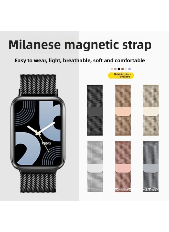 Generic - For Product Millet Bracelet 9Pro Strap Milanese Nice Magnetic Metal Millet 8Pro Watch Chain Wristband Transport-Color:Milan Magnetic Strap [colorful Streamer] - Applicable: For XiaomiMi Band 9pro Strap - Image 1