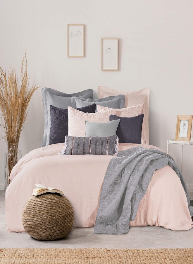 ليفتيكس هوم ليف تكس هوم - كتان 100% - غطاء وسادة أوروبي - كتان مغسول - لون وردي فاتح - مقاس غطاء الوسادة (26 × 26 بوصة)، بدون حشوة - Image 3