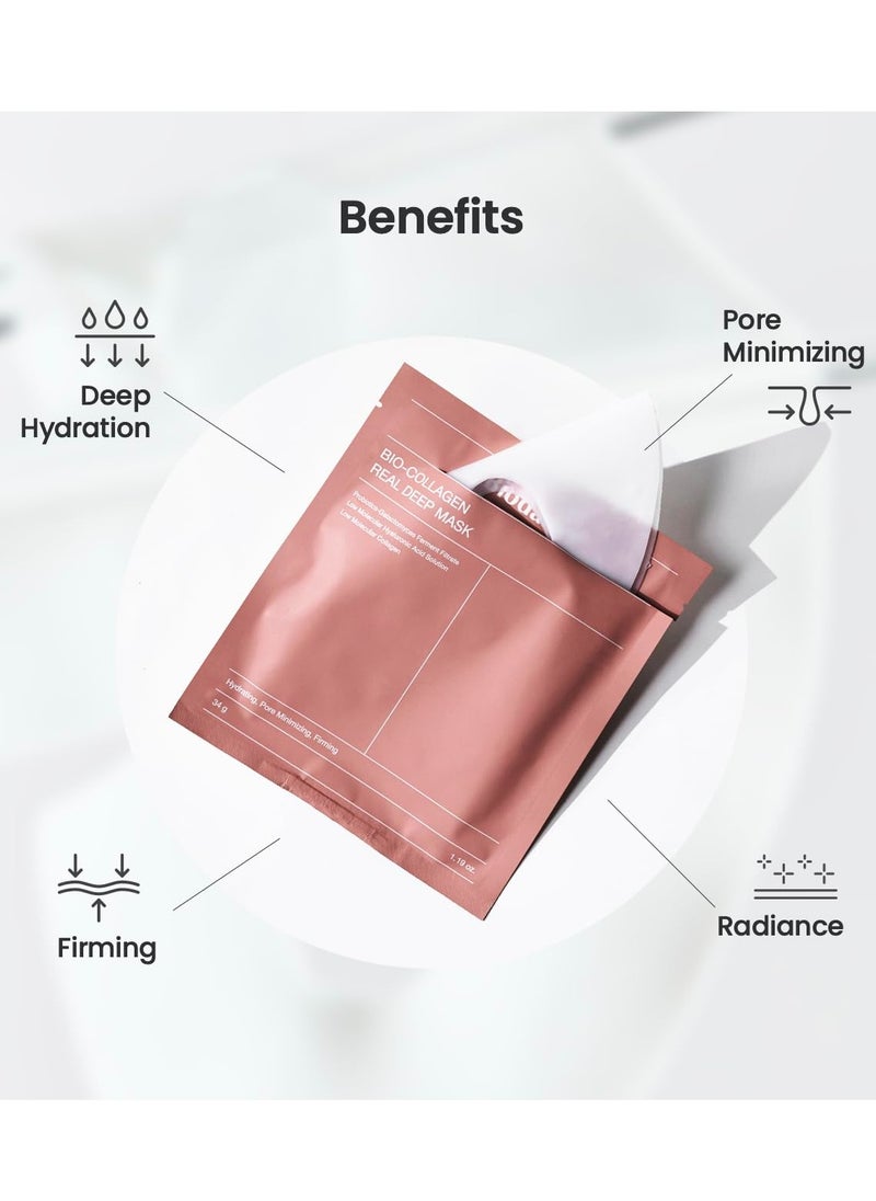 Bio-Collagen Real Deep Mask, Hydrating Overnight Mask, Pore Minimizing, Elasticity Improvement, 34g x4ea