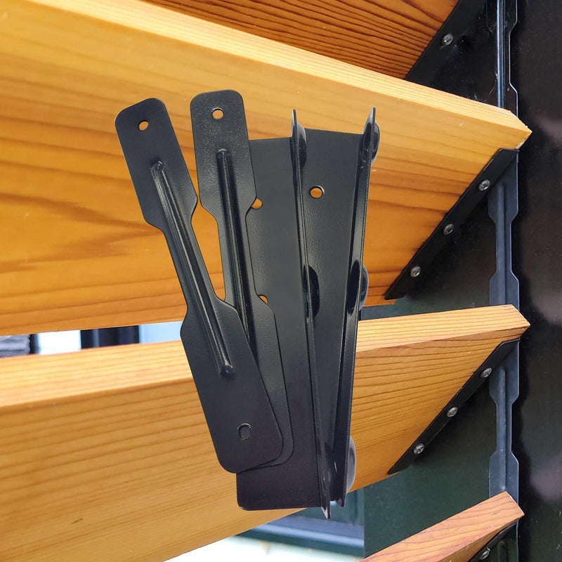 Pylex Deck Sunblind System 11060, Louvers Bracket Shutter Hardware Kit, Up to 11 Boards (48'') - Black Steel Baked Powder Coating Brackets - Image 1