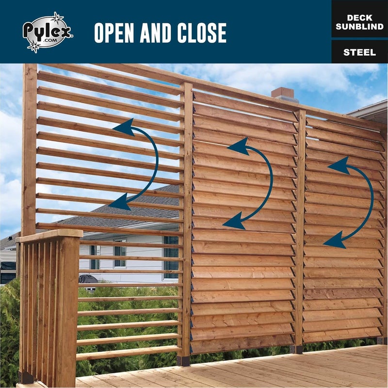 Pylex Deck Sunblind System 11060, Louvers Bracket Shutter Hardware Kit, Up to 11 Boards (48'') - Black Steel Baked Powder Coating Brackets - Image 2
