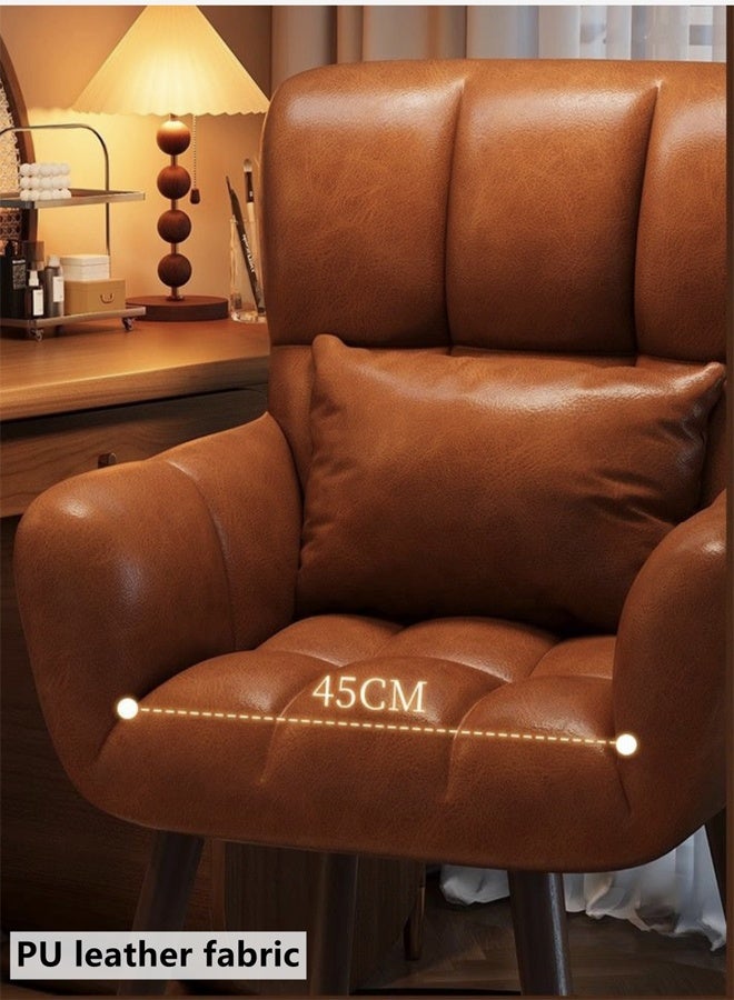 كوتيس كرسي مكياج Kutis 360°، كرسي كمبيوتر، كرسي طعام، كرسي أريكة مع وسادة لغرفة النوم وغرفة المعيشة والمطعم، جلد، خشب، 56 × 40 × 82 سم - Image 4