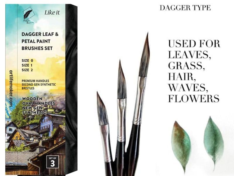 Like-It Artist Professional Painting Brushes (Dagger Painting Brush Set of 3) - Image 2