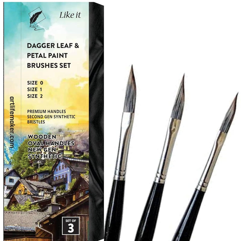 Like-It Artist Professional Painting Brushes (Dagger Painting Brush Set of 3) - Image 1