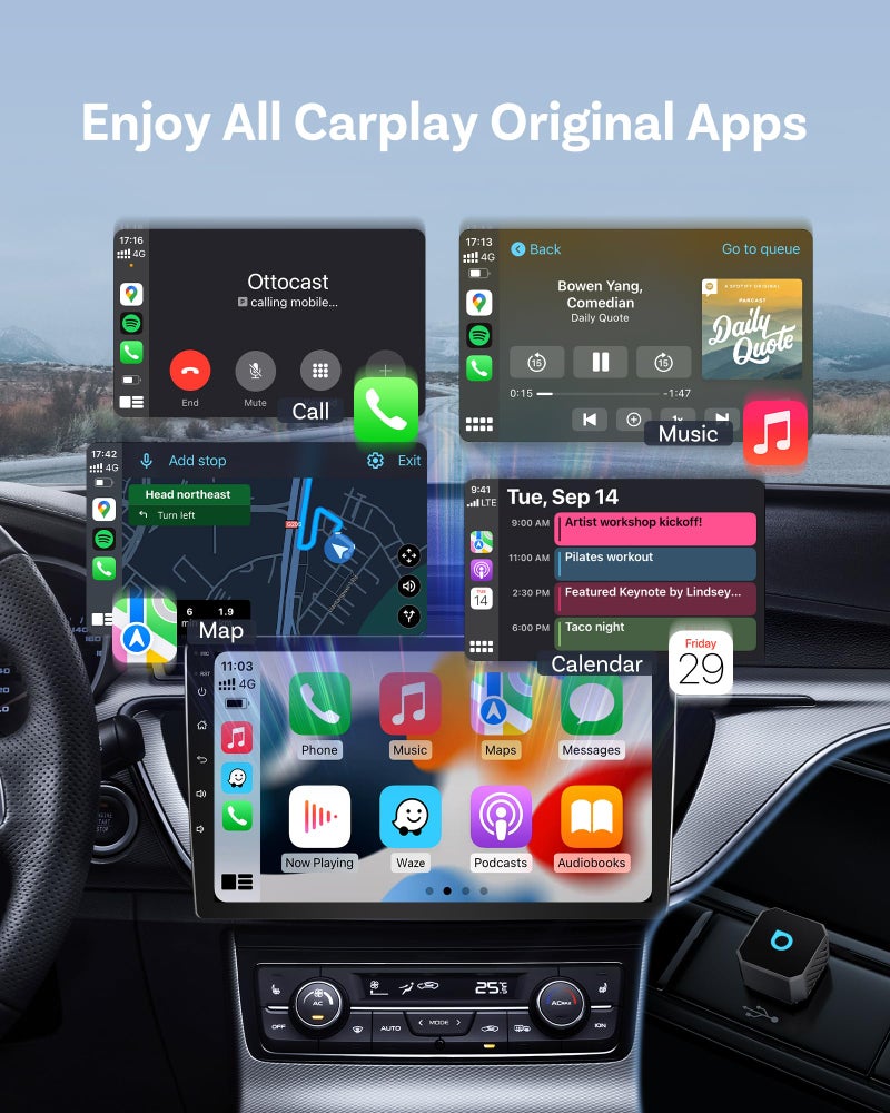 OTTOCAST Mini 3.0 (Pot) 2025 2-in-1 Wireless CarPlay/Android Auto Adapter, 5GHz WiFi, Auto Connect for 2016+ Cars - Image 4