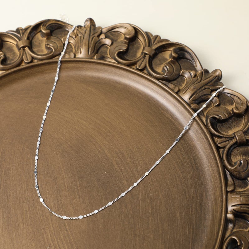 BERISO 14K Gold/Silver Plated Choker Necklace for Women Shining Dots Station Gold Chain Necklace Beads Sparkle Chain Necklace Link Chain Exquisite Jewelry for women - Image 4