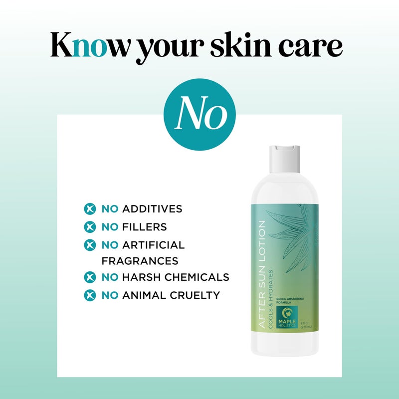 Maple Holistics After Sun Lotion with Aloe Vera - Ultra Cooling Aloe Vera for Sunburn Hydration with Cocoa Butter & Rosehip Oil - Hydrating Aloe Lotion After Sun Moisturizer for Dry Skin with Hyaluronic Acid - Image 4