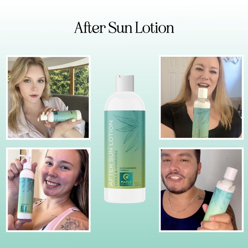 Maple Holistics After Sun Lotion with Aloe Vera - Ultra Cooling Aloe Vera for Sunburn Hydration with Cocoa Butter & Rosehip Oil - Hydrating Aloe Lotion After Sun Moisturizer for Dry Skin with Hyaluronic Acid - Image 2