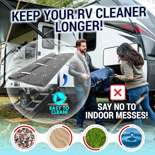 LATCH.IT RV Step Covers 3 Pack | 23" Wide Camper Step Covers | Gray Stair Cover | Straight Steps Carpets | Fits 8-11" Deep Stairs | Camper Stairs Carpet | Keep Your RV Cleaner with Our Stair Carpet - Image 3