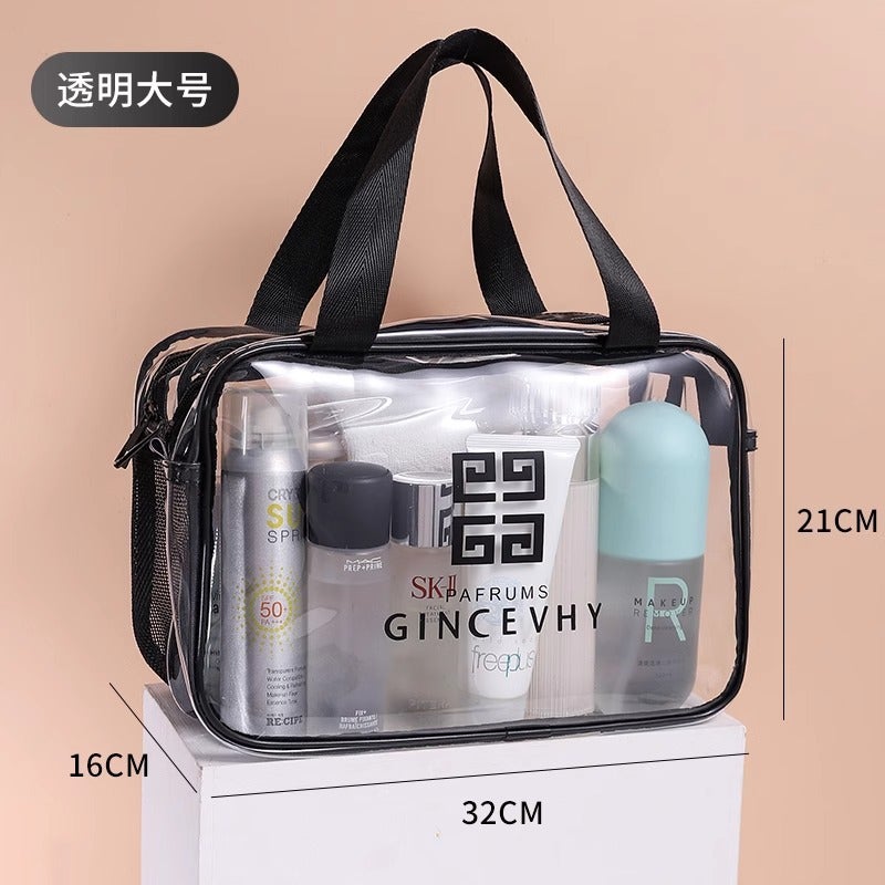 Pvc Transparent Cosmetic Bag Ins Style Travel Portable Waterproof Portable Wash Bag Skin Care Products Cosmetics Storage Bag - Image 1