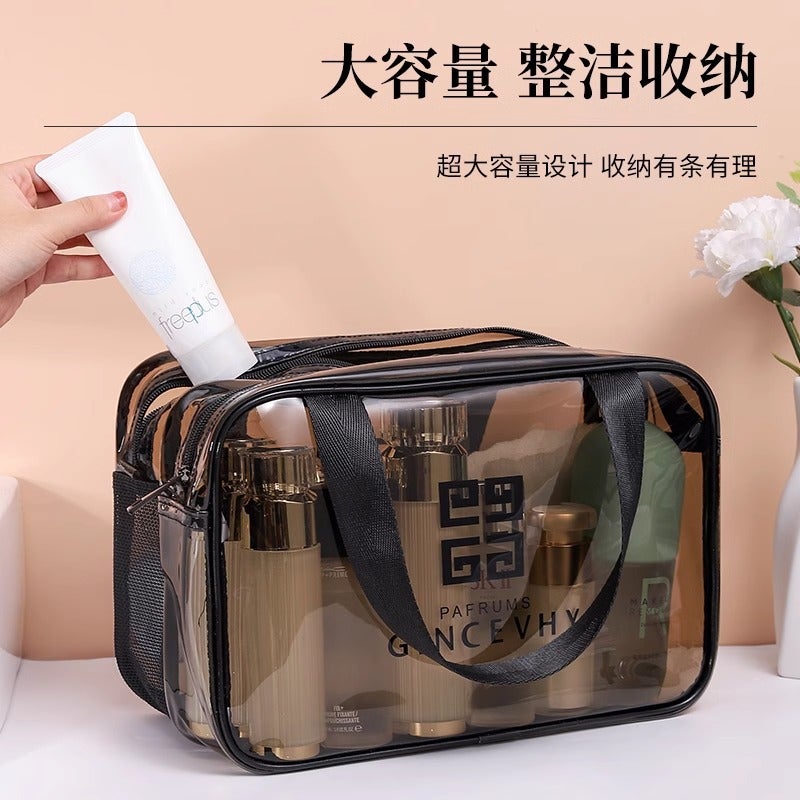 Pvc Transparent Cosmetic Bag Ins Style Travel Portable Waterproof Portable Wash Bag Skin Care Products Cosmetics Storage Bag - Image 3