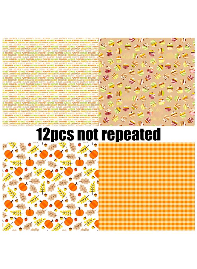 Bluejw 12 Sheets/pack Of Autumn Small Floral 6 Inch Hand Account Cut Stickers Photo Album Material This Hand Account Material Decorative Background Paper - Image 5