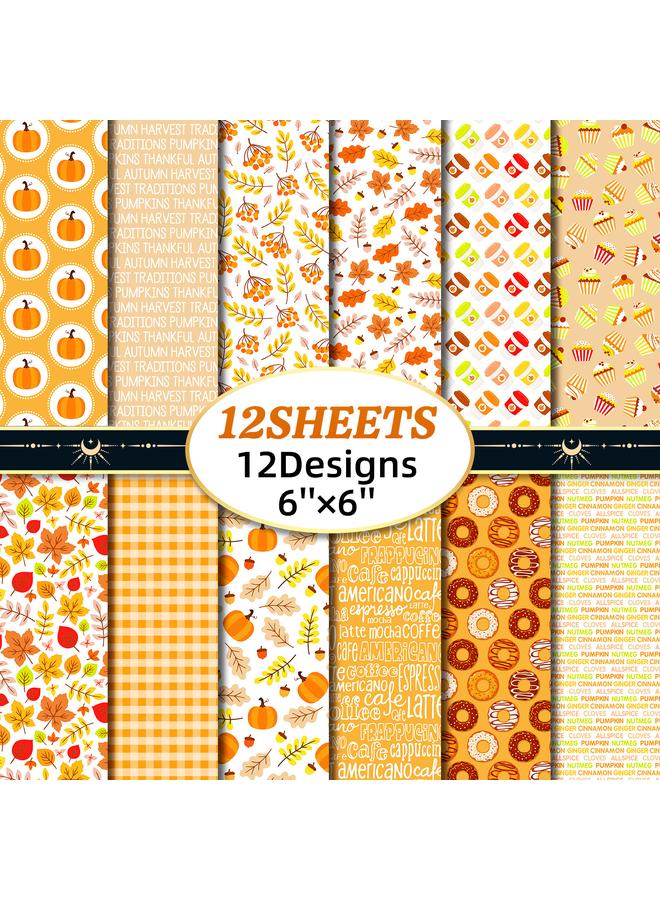 Bluejw 12 Sheets/pack Of Autumn Small Floral 6 Inch Hand Account Cut Stickers Photo Album Material This Hand Account Material Decorative Background Paper - Image 1