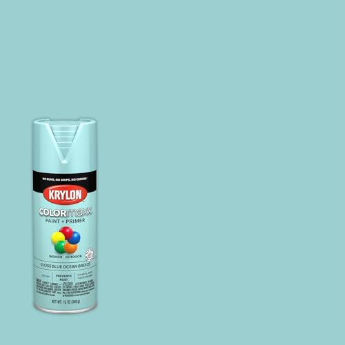 Krylon K05506007 COLORmaxx Spray Paint and Primer for Indoor/Outdoor Use, Gloss Blue Ocean Breeze 12 Ounce (Pack of 1) - Image 2
