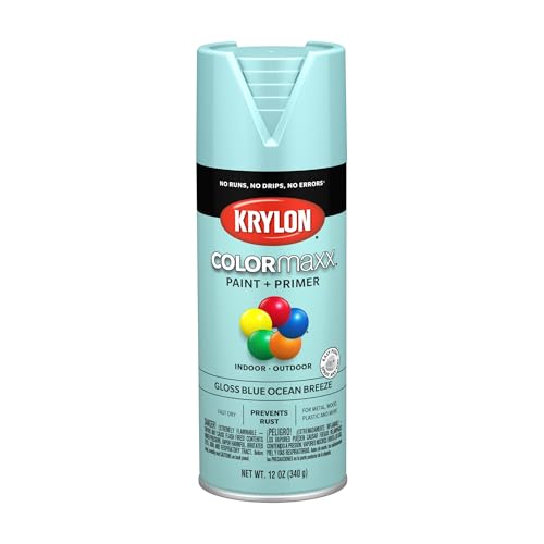 Krylon K05506007 COLORmaxx Spray Paint and Primer for Indoor/Outdoor Use, Gloss Blue Ocean Breeze 12 Ounce (Pack of 1) - Image 1
