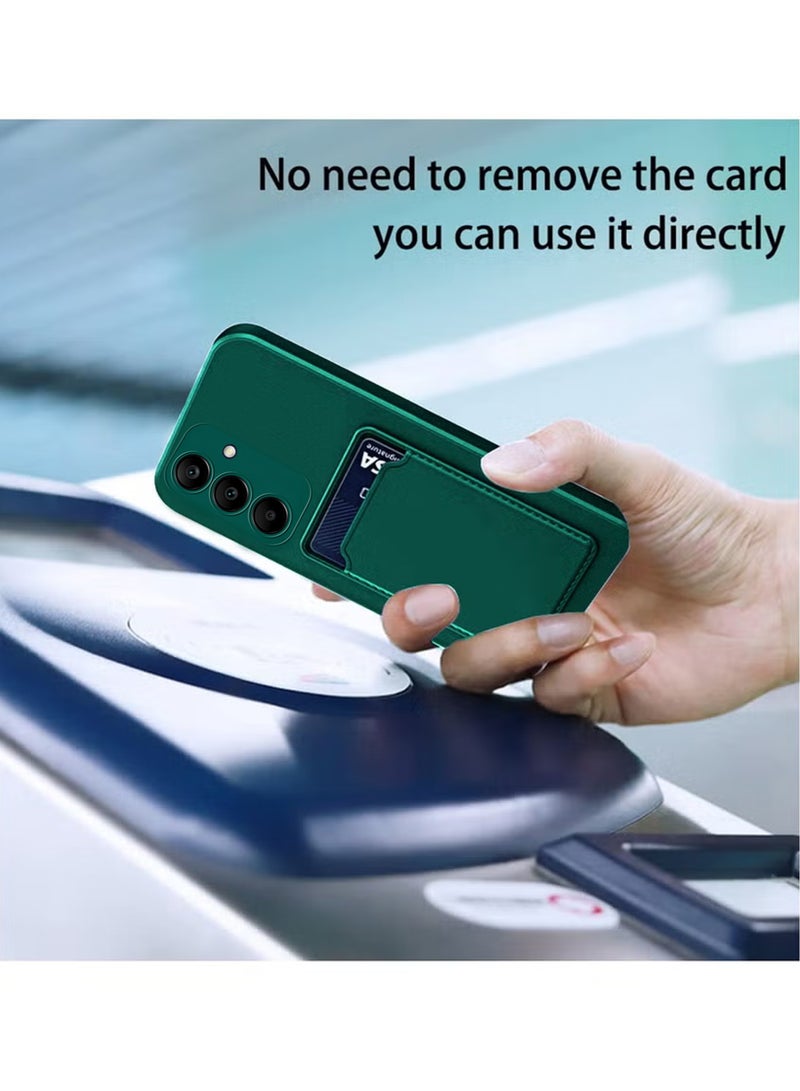 For Samsung Galaxy A55 5G Slim Full Body Silicone Protective Phone Case Cover With Card Slot Holder - Green - Image 3