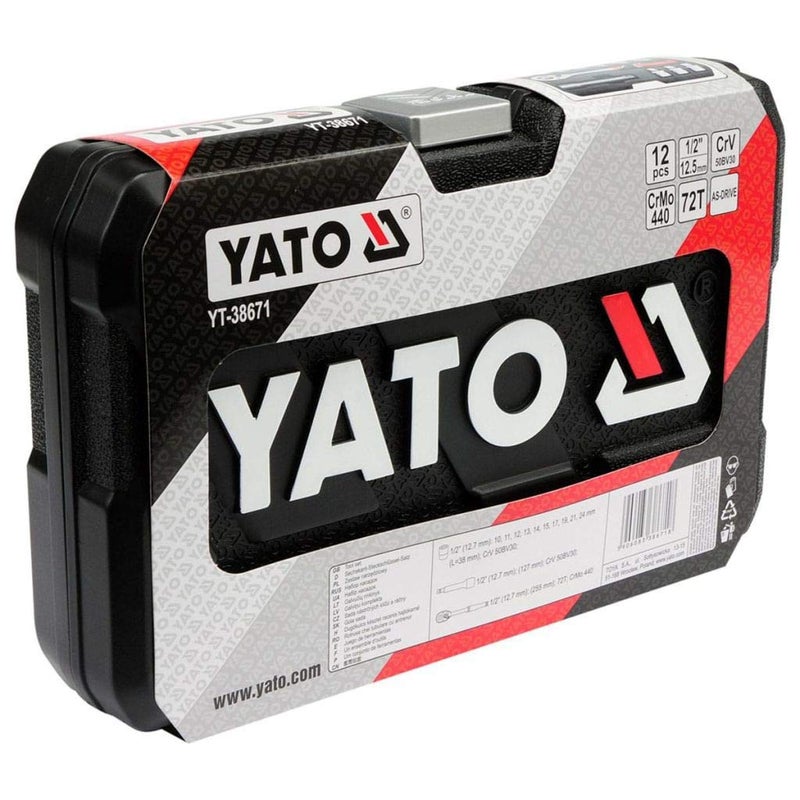 Yato Yato yt-38671 â€“ SOCKET SET 1/2 12pcs, steel - Image 3