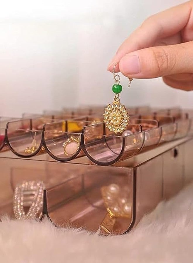 Botash صندوق تخزين مجوهرات بوتاش ذو طبقتين من الأكريليك مع غطاء، حامل للخواتم والأقراط والقلائد، منظم مجوهرات مصنف للنساء والفتيات، صندوق تخزين مجوهرات شفاف (قطعة واحدة/متعدد الألوان) - Image 3