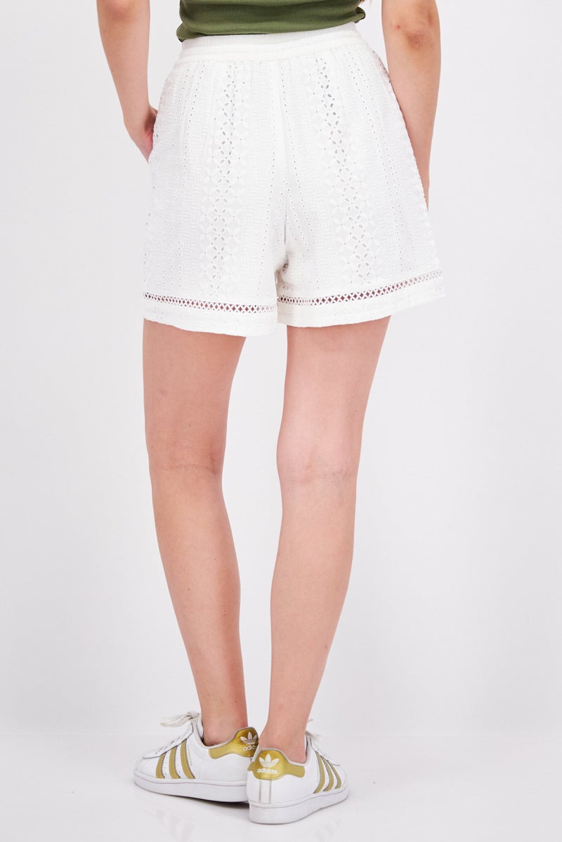 ESPRIT Women Textured Basic Shorts, White - Image 2