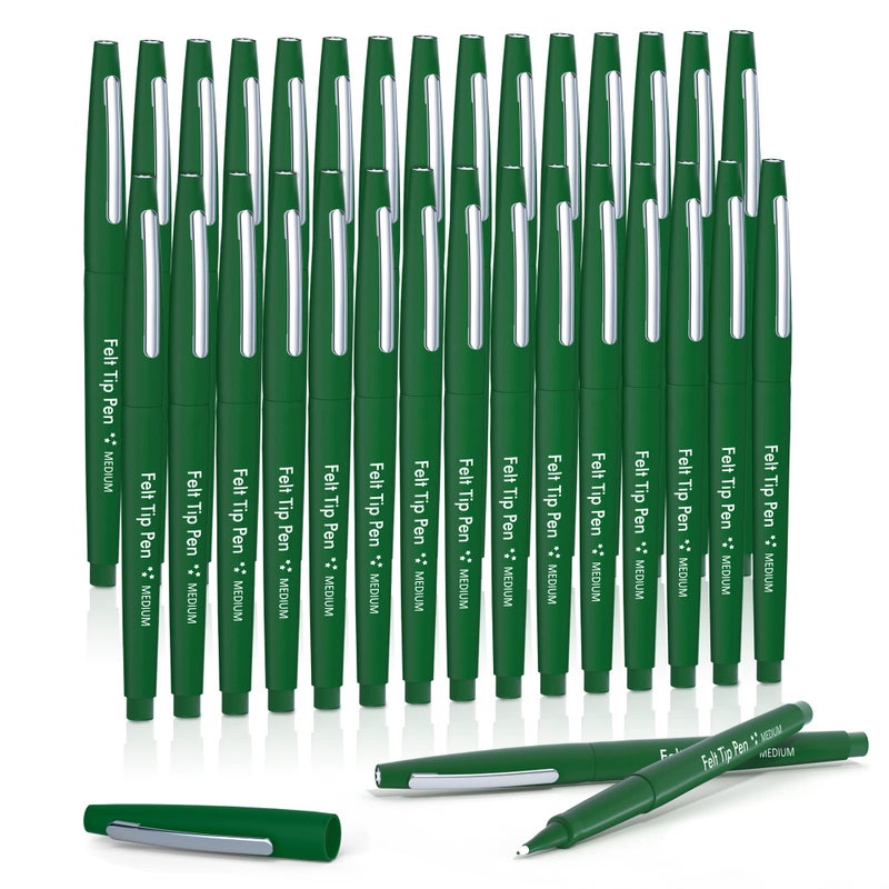 Lelix Felt Tip Pens, 30 Green Pack, 0.7mm Medium Point, Felt Tip Markers Pens for Journaling, Writing, Note Taking, Planner, Perfect for School Office and Art Supplies - Image 1