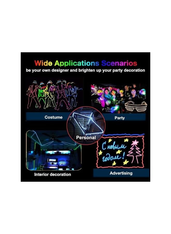 The Bros EL Wire, Portable Noise Reduction Neon Light 5 in 1 Meter, Electroluminescent Wire for Halloween Decoration, Christmas Party, DIY Decoration (Red, White, Blue, Green, Pink)  - Image 5
