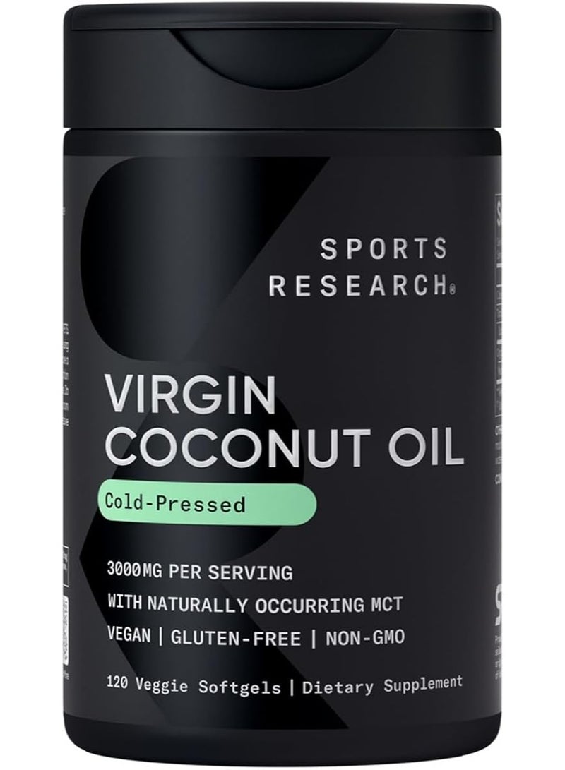 Sports Research Coconut Oil Virgin Organic 3000mg (120 veggie softgels) - Image 1