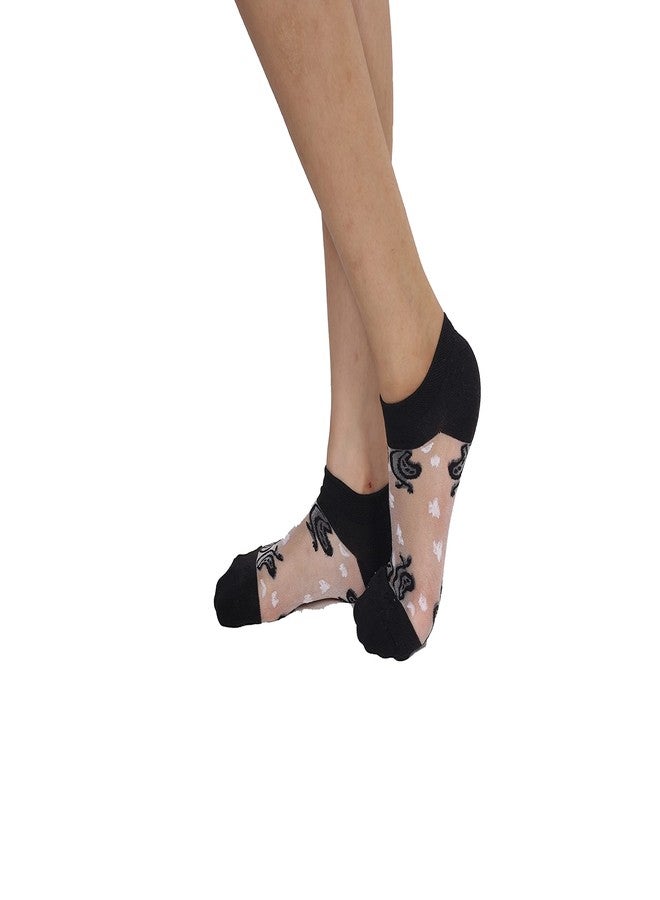 ICW Women's Transparent Lace Net Mesh Ankle Length Sheer Socks For Girls (pack of 4) Free Size - Image 3