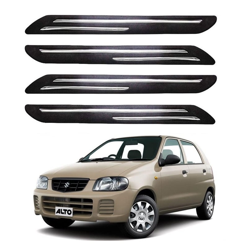 Bowrain حامي صدام السيارة لماروتي ألتو (2002-2012) - (أسود، عبوة من 4، شريط كروم) - Image 1