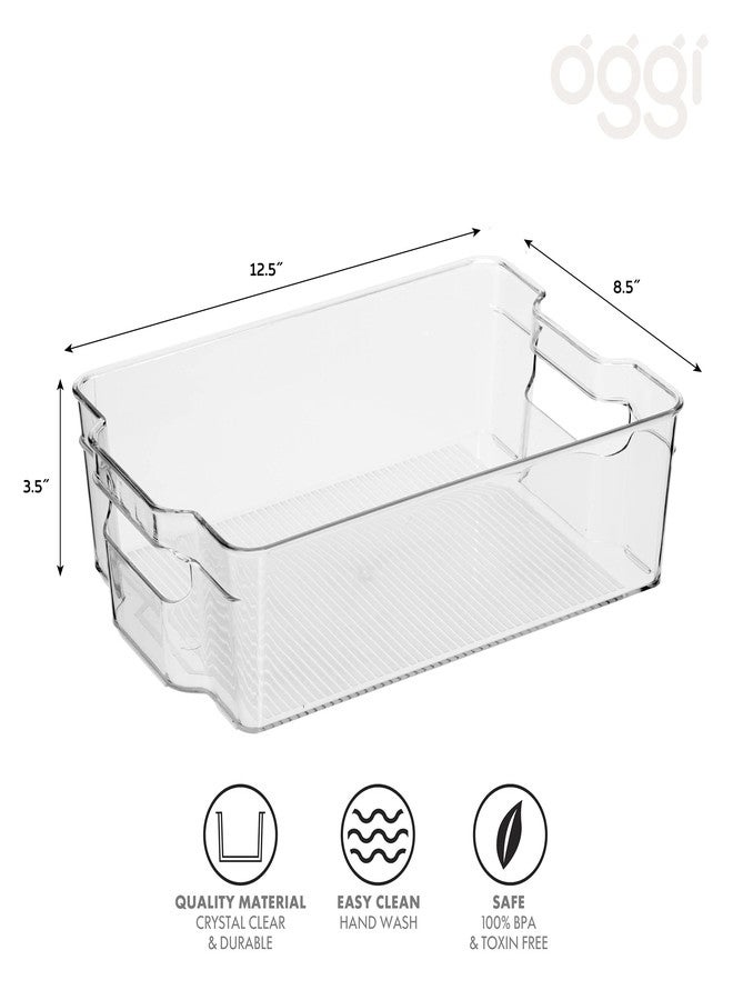 أوجي صندوق تخزين قابل للتكديس من أوجي بمقبض - عريض (12.5 بوصة × 8.5 بوصة × 3.5 بوصة) - مثالي لتنظيم المطبخ، وتخزين المؤن، وتنظيم الثلاجة، شفاف - Image 3