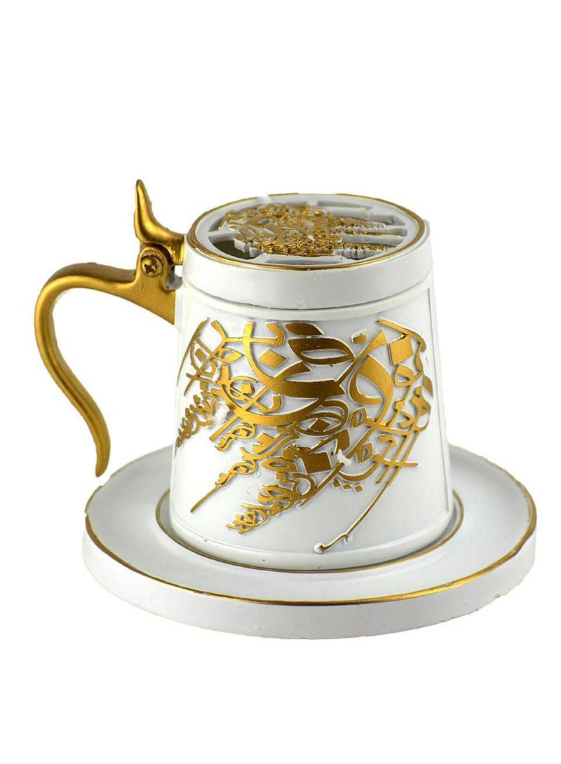 Incense Burner or Oud Burner Ceramic Mug Shaped Mabkhara White - Image 1