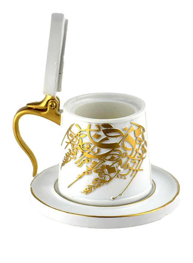 Incense Burner or Oud Burner Ceramic Mug Shaped Mabkhara White - Image 2