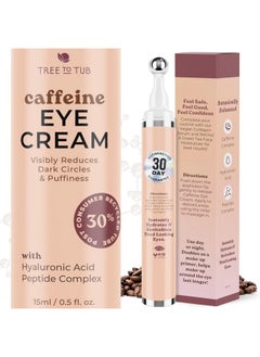 Tree to Tub Tree to Tub Caffeine Eye Cream - Hydrating & Firming Under Eye Cream for Dark Circles, Eye Roller for Puffy Eyes, Reduces the Look of Puffiness and Bags, Coffee Eye Cream w/Hyaluronic Acid, Peptides  - Image 1