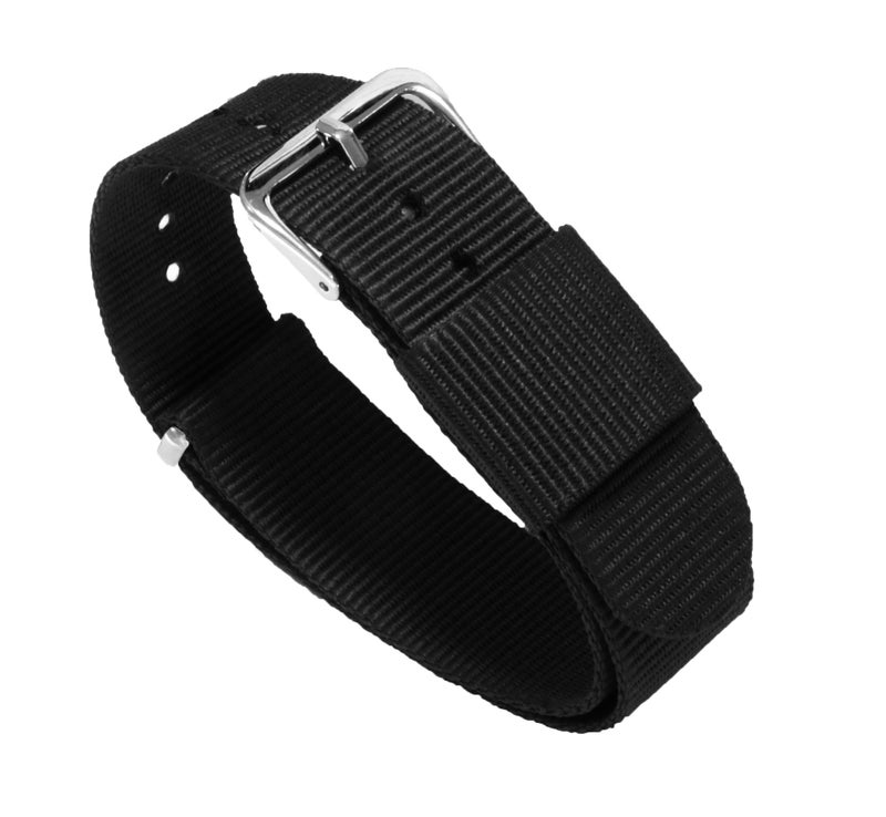 BARTON WATCH BANDS 18mm Black Standard Length Ballistic Nylon NATOÂ® Style Straps - Image 1