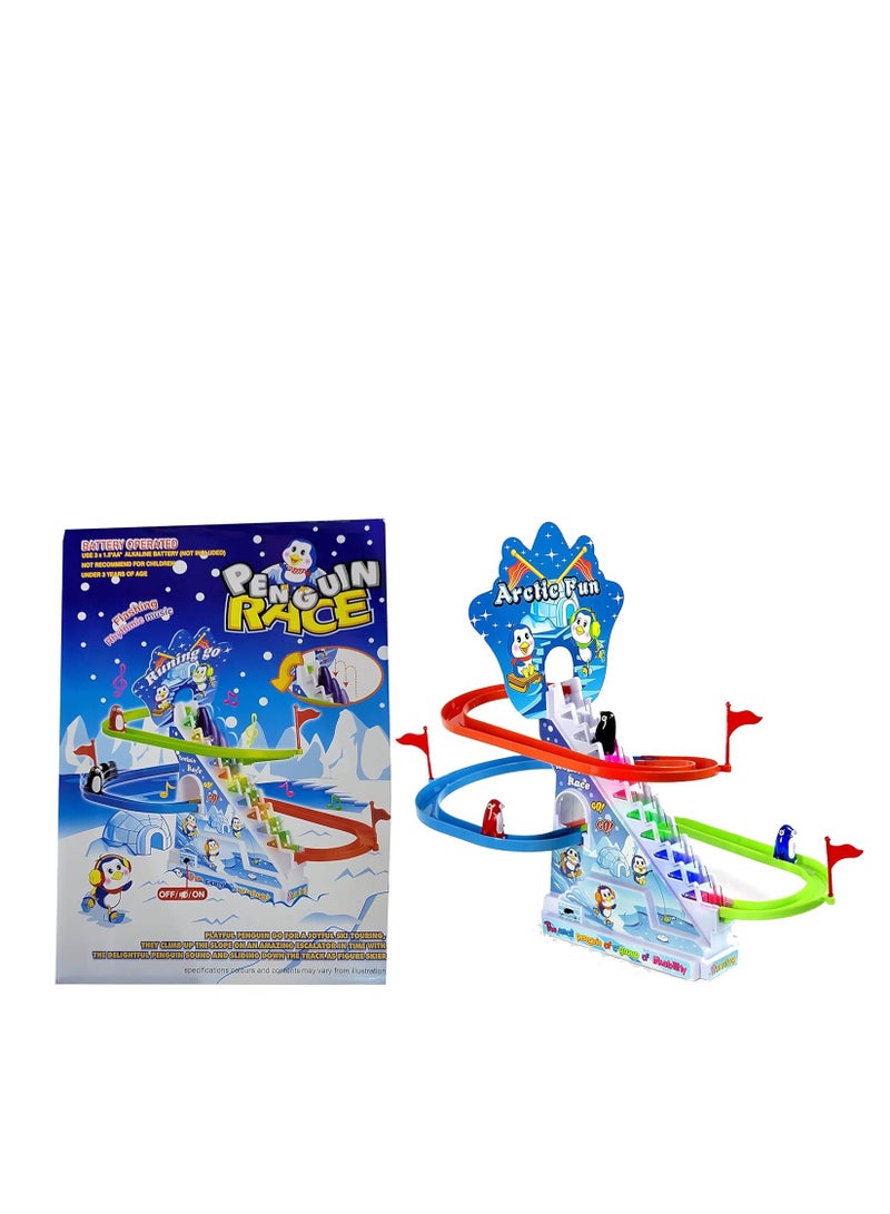 Rally Electric Musical Penguin Racer with Track and Stair Climbing Toy Fun Entertainment Game for Kids Everyday Play and Gift - Image 4