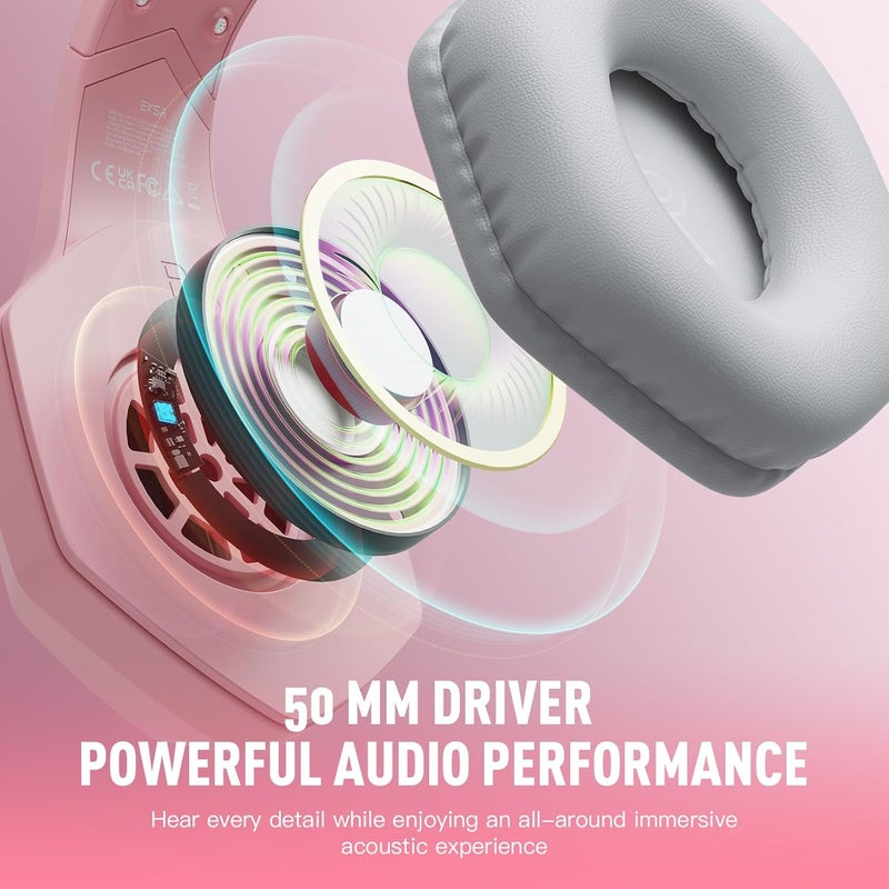 EKSA E1000 V2 Gaming Headset, PC Headset with USB C Plug, Wired Headphones with Noise Canceling Microphone, 7.1 Surround Sound, RGB Light, include USB Adapter for Computer,Mac, PS4/PS5 Console, Laptop - Image 5