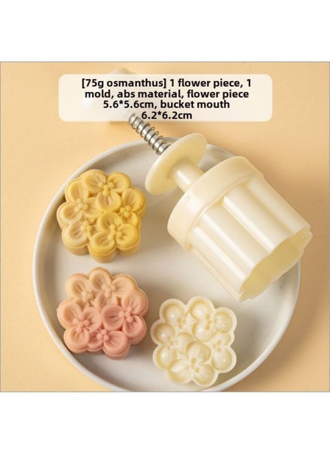 Osmanthus Mooncake Mold Style 2024 Pressing Ice Skin Hand Pressing Household Mung Bean Cake Flow Heart Mid-Autumn Chinese Style Cherry Blossoms-Color:Osmanthus 75g 1 Piece