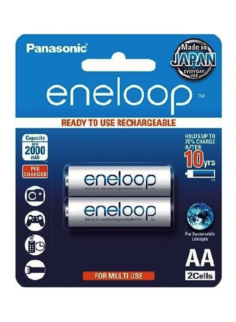Panasonic Eneloop AA Rechargeable Batteries White Pack of 2 - Image 2