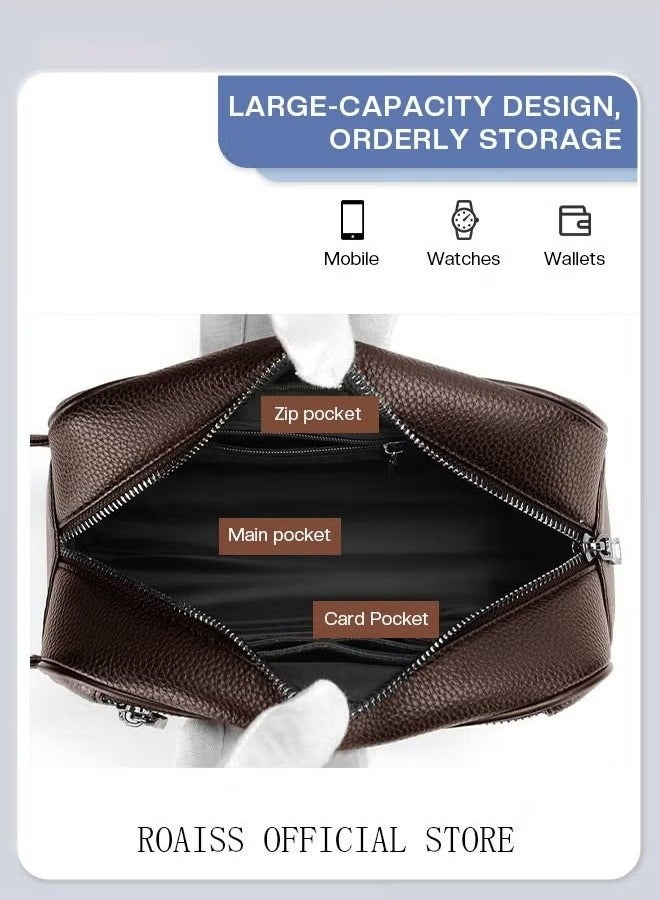 كان واي حقيبة كلاتش كاجوال للرجال مصنوعة من الجلد الناعم للأعمال التجارية وحقيبة يد ذات اتجاه عتيق ونسخة مطورة من حقيبة الهاتف المحمول بسعة كبيرة - Image 3