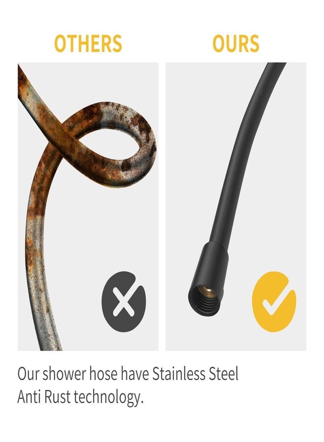 BESy خرطوم دش BESy بطول إضافي 120 بوصة مصنوع من مادة PVC لرأس الدش المحمول باليد، خراطيم دش محمولة مرنة، خراطيم دش بديلة للسيارات الترفيهية للاستحمام وتنظيف المرحاض واستحمام الحيوانات الأليفة، لون أسود غير لامع - Image 5