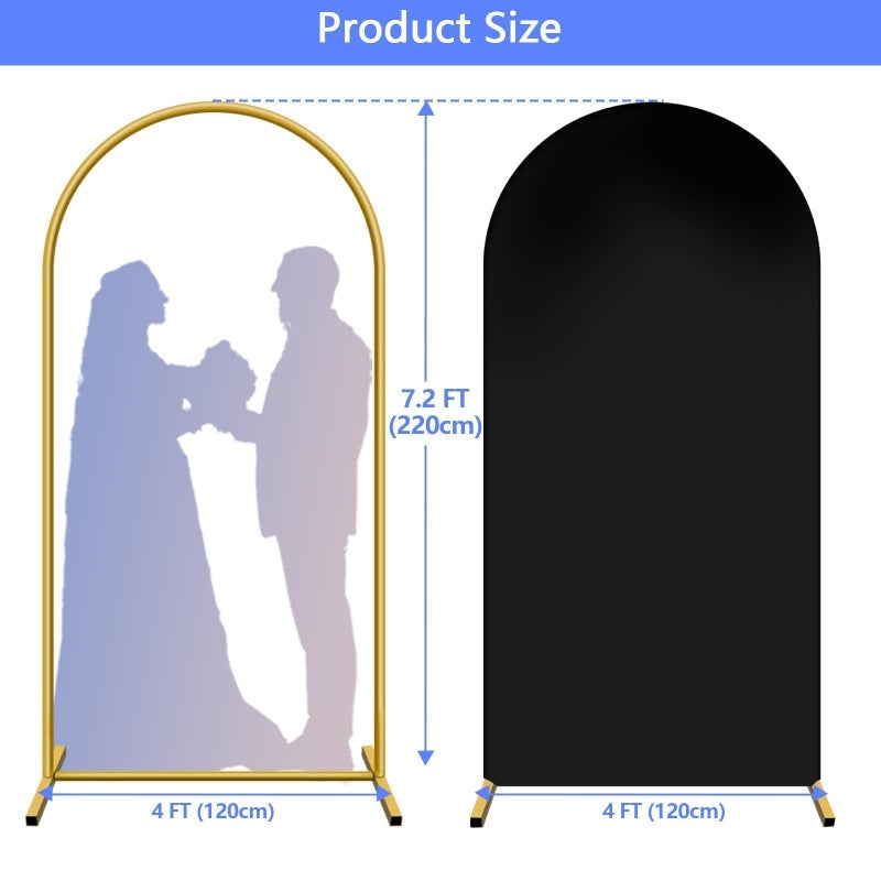 HEMMOTOP Metal Arch Backdrop Stand and Cover Set 7.2 ft, Wedding Arch Stand with Black Cover for Party, Birthday, Wedding, Bridal Shower, Baby Shower (Black, 7.2 ft) - Image 5