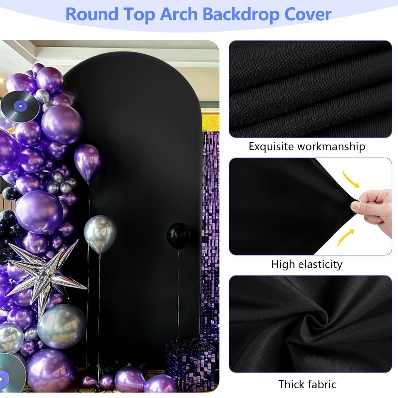 HEMMOTOP Metal Arch Backdrop Stand and Cover Set 7.2 ft, Wedding Arch Stand with Black Cover for Party, Birthday, Wedding, Bridal Shower, Baby Shower (Black, 7.2 ft) - Image 4