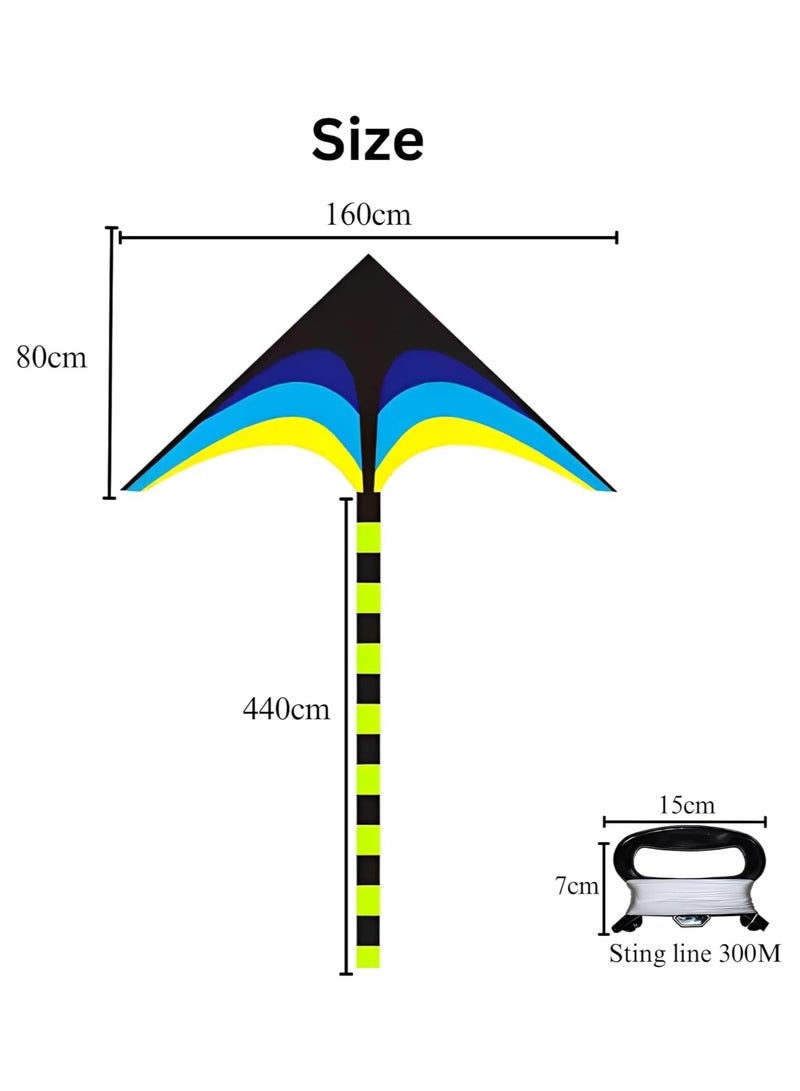معاني طائرة ورقية من مانيس للأطفال، لعبة طائرة كبيرة مقاس 160×80 سم، ألعاب شاطئ للأولاد والبنات، طائرة ورقية سهلة الطيران بخط واحد مع مقبض، متعة خارجية لجميع الأعمار - Image 3