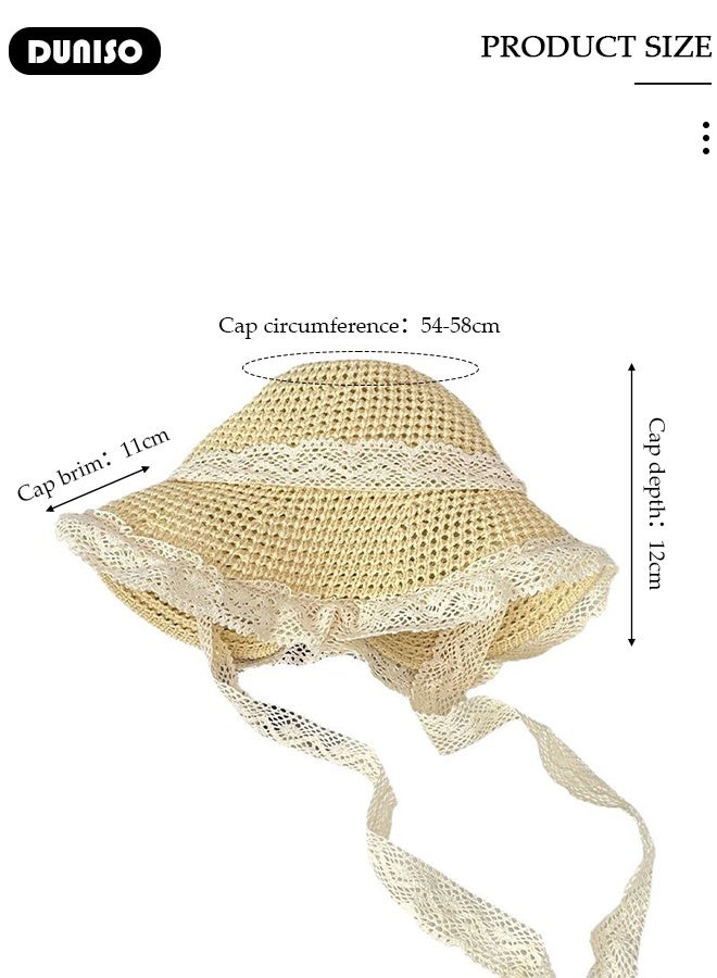 DUNISO قبعة شاطئ نسائية قبعة شمسية حماية من الأشعة فوق البنفسجية قبعة مظلة حواف عريضة قبعة شاطئ قبعات قش سفر صيفي قبعة مرنة للحماية من الشمس في الهواء الطلق، صيد، تسلق، حديقة - Image 3