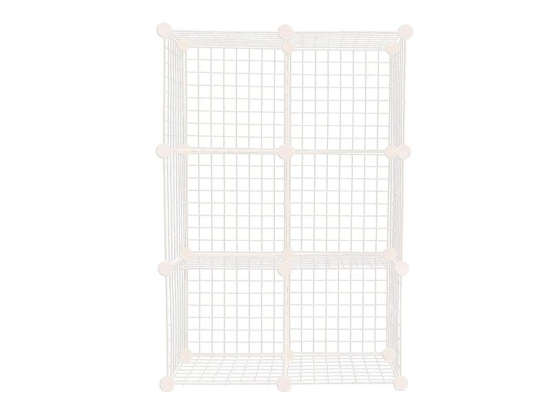 REYNISH 6 Cube Self Assembling Metal Wire Cube Storage Organizer Shelves Indian Made for Home Office Stackable Modular Shelving Closet Cabinet Rack with Hammer Ivory 10 in - Image 1