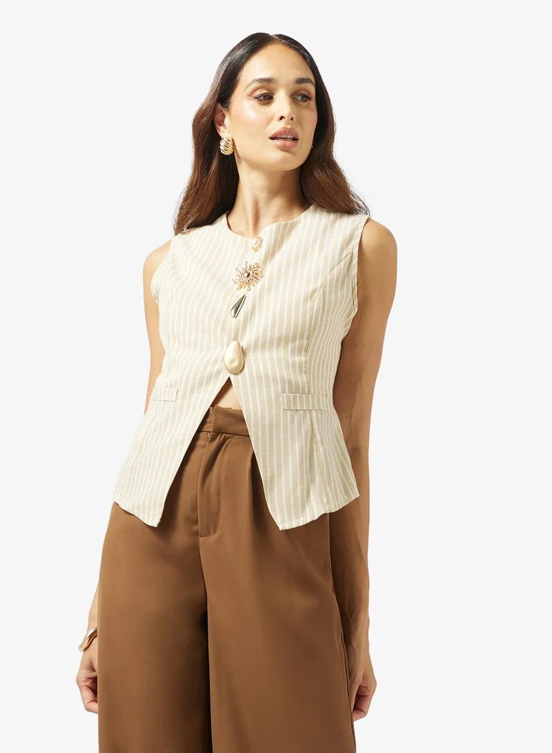 Ella  Striped Vest Coat for Women | Best Price UAE