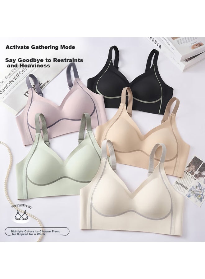 Finseech Fenshique Invisible Soft Support Fixed Inner Cup Massage Granule Side Collection Bra Skin Color L - Image 5
