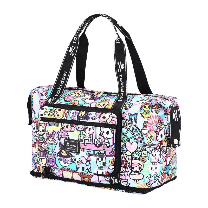 Tokidoki Unicorno Foldable Duffle Bag for Travel, 40L Expandable Weekender Bags with Trolley Sleeve Overnight Bags for Travelling (Colorful) - Image 1