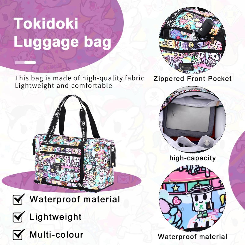 Tokidoki Unicorno Foldable Duffle Bag for Travel, 40L Expandable Weekender Bags with Trolley Sleeve Overnight Bags for Travelling (Colorful) - Image 5