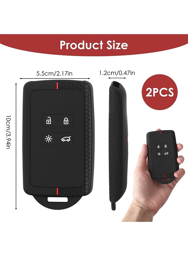 1 Pack 2 Pcs Black Red Line 4-Button  Silicone Car Key Cover & Keychain, Compatible with Renault Captur, Clio, Megane, Koleos, Kadjar, Kangoo, Twingo, Talisman, Espace & Dacia Duster - Image 2
