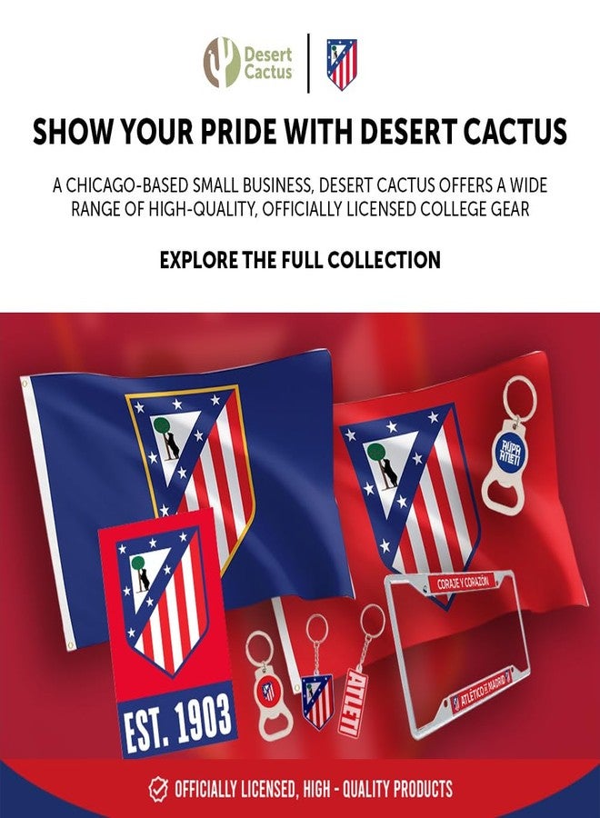 Desert Cactus Atletico Madrid License Plate Frame Atleti de Madrid Spanish Football Soccer Car Tag Holder for Front or Back of Car Officially Licensed Metal (Frame - Design D) - Image 5